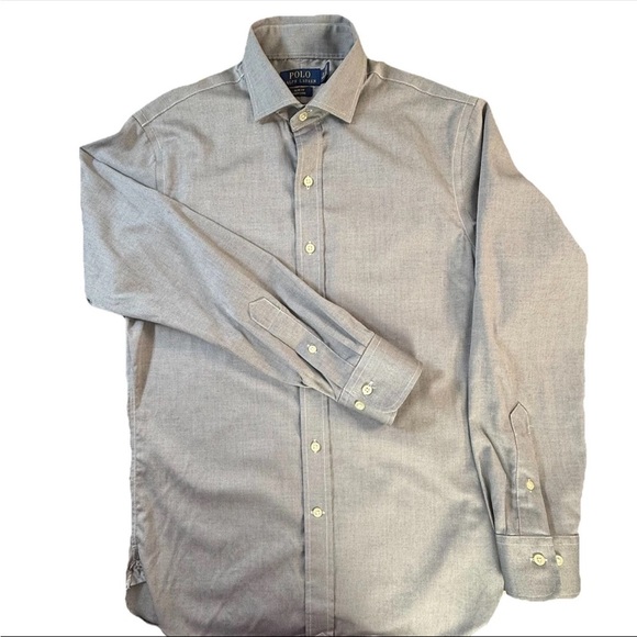 Polo Ralph Lauren Long Sleeve Gray Button Up Shirt Men’s Size 15 32/33 Slim Fit - Picture 3 of 8